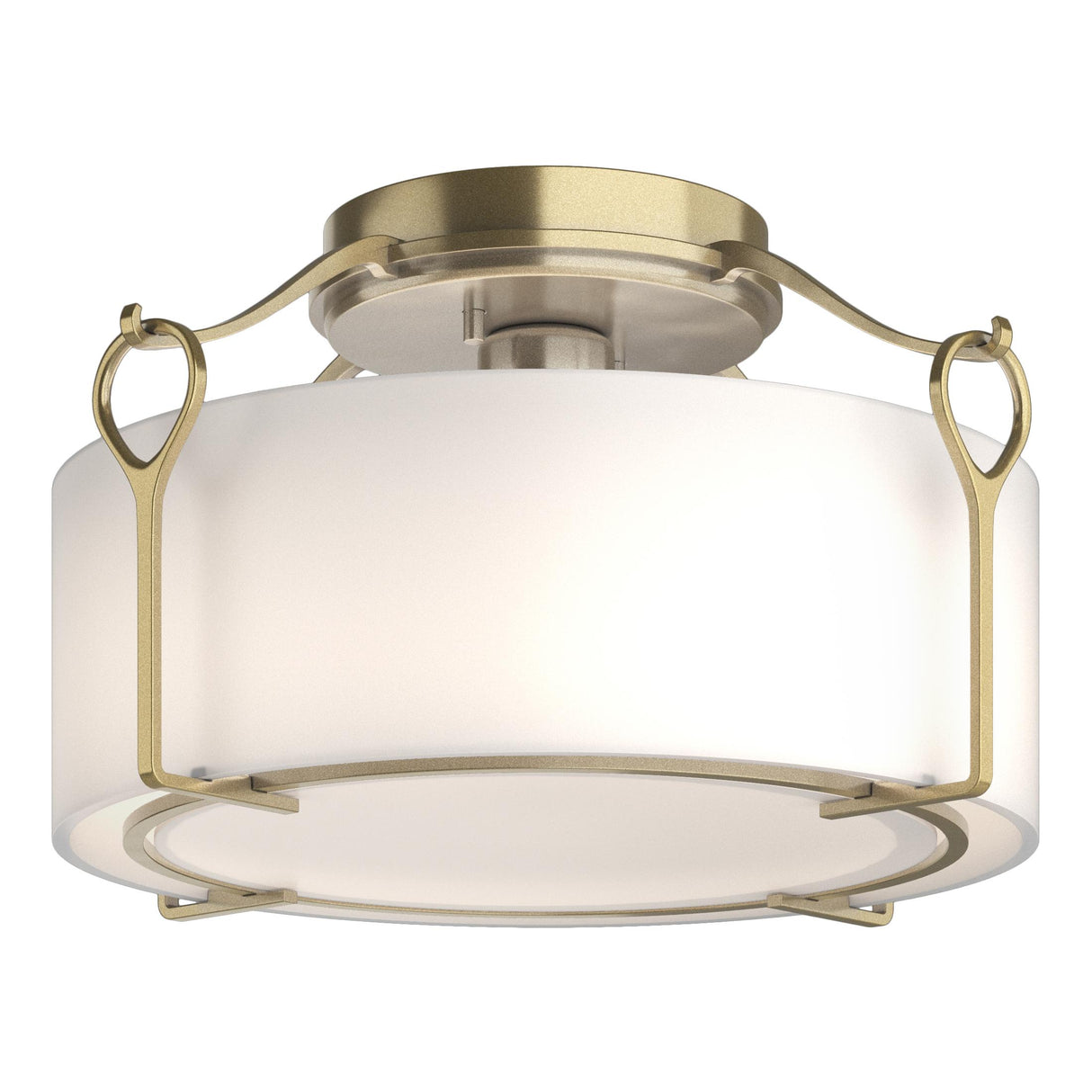 Hubbardton Forge 2020 Modern Brass Opal Glass (GG) Bow Medium Semi-Flush