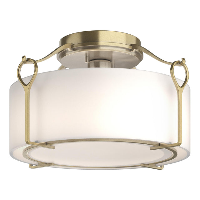 Hubbardton Forge 2020 Modern Brass Opal Glass (GG) Bow Medium Semi-Flush