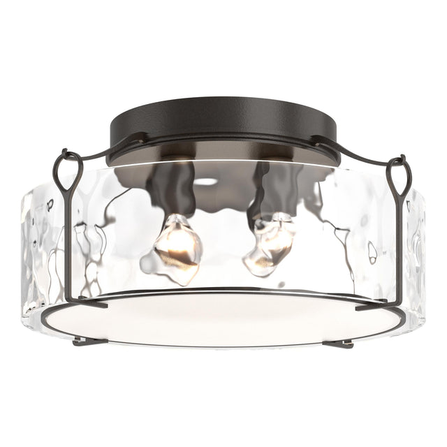 Hubbardton Forge 2020 Oil Rubbed Bronze Water Glass (LL) Bow Large Semi-Flush
