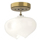 Hubbardton Forge 2022 Modern Brass Modern Brass Frosted Glass (FD) Ume 1-Light Semi-Flush