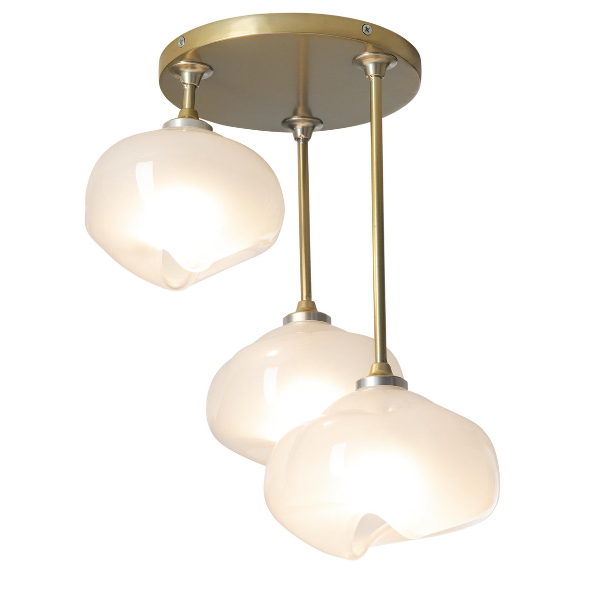 Hubbardton Forge 2022 Modern Brass Frosted Glass (FD) Ume 3-Light Semi-Flush