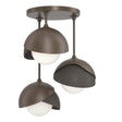 Hubbardton Forge 2022 Bronze Dark Smoke Opal Glass (GG) Brooklyn 3-Light Double Shade Semi-Flush