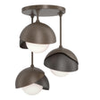 Hubbardton Forge 2022 Bronze Oil Rubbed Bronze Opal Glass (GG) Brooklyn 3-Light Double Shade Semi-Flush