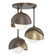 Hubbardton Forge 2022 Bronze Soft Gold Opal Glass (GG) Brooklyn 3-Light Double Shade Semi-Flush