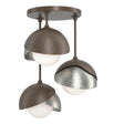 Hubbardton Forge 2022 Bronze Sterling Opal Glass (GG) Brooklyn 3-Light Double Shade Semi-Flush
