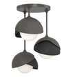 Hubbardton Forge 2022 Dark Smoke Black Opal Glass (GG) Brooklyn 3-Light Double Shade Semi-Flush