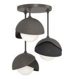Hubbardton Forge 2022 Dark Smoke Black Opal Glass (GG) Brooklyn 3-Light Double Shade Semi-Flush