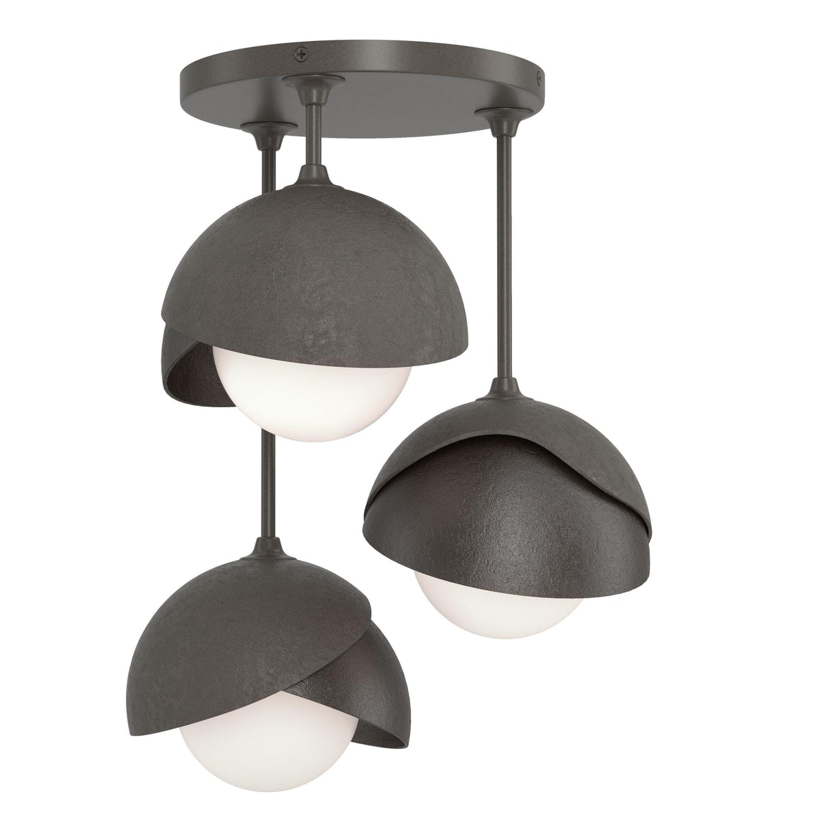 Hubbardton Forge 2022 Dark Smoke Oil Rubbed Bronze Opal Glass (GG) Brooklyn 3-Light Double Shade Semi-Flush