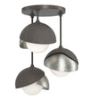 Hubbardton Forge 2022 Dark Smoke Sterling Opal Glass (GG) Brooklyn 3-Light Double Shade Semi-Flush