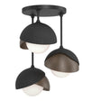 Hubbardton Forge 2022 Black Bronze Opal Glass (GG) Brooklyn 3-Light Double Shade Semi-Flush