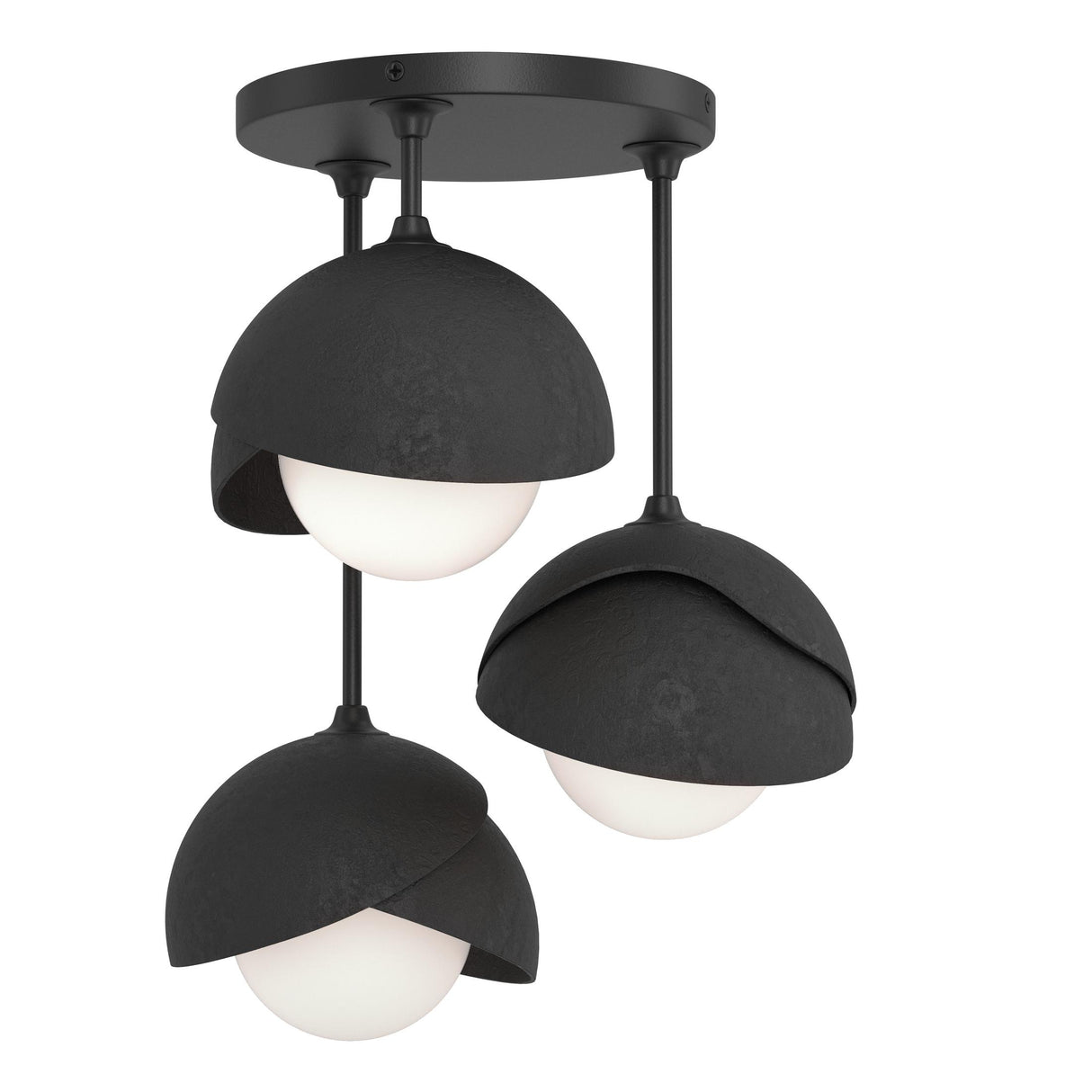 Hubbardton Forge 2022 Black Black Opal Glass (GG) Brooklyn 3-Light Double Shade Semi-Flush