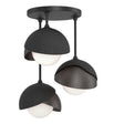 Hubbardton Forge 2022 Black Oil Rubbed Bronze Opal Glass (GG) Brooklyn 3-Light Double Shade Semi-Flush
