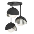 Hubbardton Forge 2022 Black Sterling Opal Glass (GG) Brooklyn 3-Light Double Shade Semi-Flush