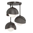 Hubbardton Forge 2022 Oil Rubbed Bronze Dark Smoke Opal Glass (GG) Brooklyn 3-Light Double Shade Semi-Flush