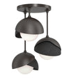 Hubbardton Forge 2022 Oil Rubbed Bronze Black Opal Glass (GG) Brooklyn 3-Light Double Shade Semi-Flush