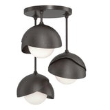 Hubbardton Forge 2022 Oil Rubbed Bronze Oil Rubbed Bronze Opal Glass (GG) Brooklyn 3-Light Double Shade Semi-Flush