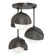 Hubbardton Forge 2022 Oil Rubbed Bronze Natural Iron Opal Glass (GG) Brooklyn 3-Light Double Shade Semi-Flush