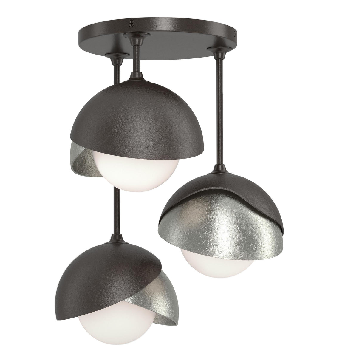 Hubbardton Forge 2022 Oil Rubbed Bronze Sterling Opal Glass (GG) Brooklyn 3-Light Double Shade Semi-Flush