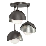 Hubbardton Forge 2022 Oil Rubbed Bronze Sterling Opal Glass (GG) Brooklyn 3-Light Double Shade Semi-Flush