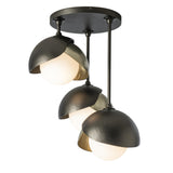 Hubbardton Forge 2022 Oil Rubbed Bronze Modern Brass Opal Glass (GG) Brooklyn 3-Light Double Shade Semi-Flush