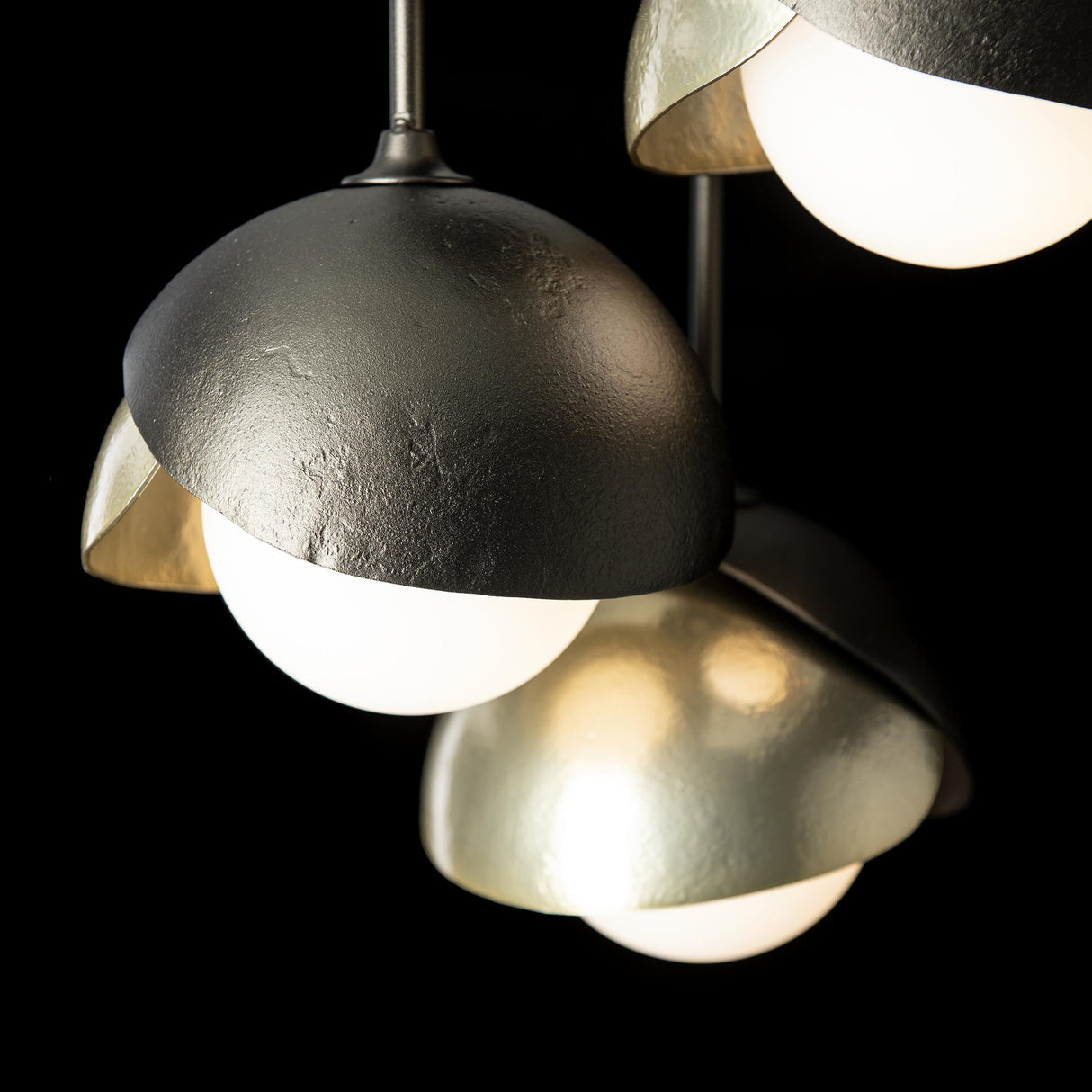 Hubbardton Forge 2022 Oil Rubbed Bronze Modern Brass Opal Glass (GG) Brooklyn 3-Light Double Shade Semi-Flush