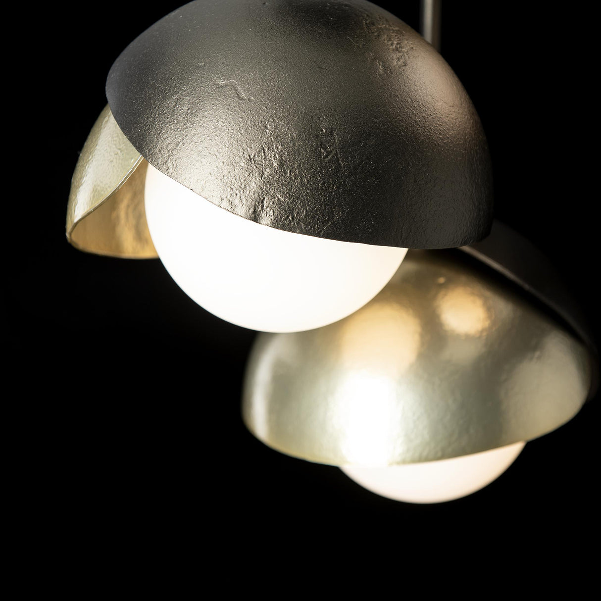 Hubbardton Forge 2022 Oil Rubbed Bronze Modern Brass Opal Glass (GG) Brooklyn 3-Light Double Shade Semi-Flush
