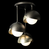Hubbardton Forge 2022 Oil Rubbed Bronze Modern Brass Opal Glass (GG) Brooklyn 3-Light Double Shade Semi-Flush
