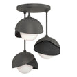 Hubbardton Forge 2022 Natural Iron Black Opal Glass (GG) Brooklyn 3-Light Double Shade Semi-Flush