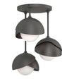 Hubbardton Forge 2022 Natural Iron Oil Rubbed Bronze Opal Glass (GG) Brooklyn 3-Light Double Shade Semi-Flush