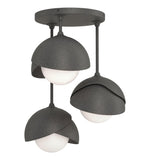Hubbardton Forge 2022 Natural Iron Natural Iron Opal Glass (GG) Brooklyn 3-Light Double Shade Semi-Flush