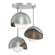 Hubbardton Forge 2022 Vintage Platinum Bronze Opal Glass (GG) Brooklyn 3-Light Double Shade Semi-Flush