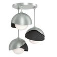 Hubbardton Forge 2022 Vintage Platinum Black Opal Glass (GG) Brooklyn 3-Light Double Shade Semi-Flush