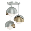 Hubbardton Forge 2022 Vintage Platinum Soft Gold Opal Glass (GG) Brooklyn 3-Light Double Shade Semi-Flush