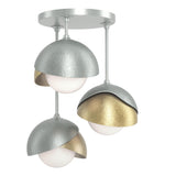 Hubbardton Forge 2022 Vintage Platinum Modern Brass Opal Glass (GG) Brooklyn 3-Light Double Shade Semi-Flush