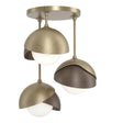 Hubbardton Forge 2022 Soft Gold Bronze Opal Glass (GG) Brooklyn 3-Light Double Shade Semi-Flush