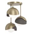 Hubbardton Forge 2022 Soft Gold Dark Smoke Opal Glass (GG) Brooklyn 3-Light Double Shade Semi-Flush