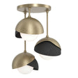 Hubbardton Forge 2022 Soft Gold Black Opal Glass (GG) Brooklyn 3-Light Double Shade Semi-Flush