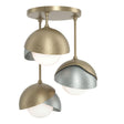 Hubbardton Forge 2022 Soft Gold Vintage Platinum Opal Glass (GG) Brooklyn 3-Light Double Shade Semi-Flush