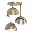 Hubbardton Forge 2022 Soft Gold Sterling Opal Glass (GG) Brooklyn 3-Light Double Shade Semi-Flush