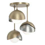 Hubbardton Forge 2022 Soft Gold Sterling Opal Glass (GG) Brooklyn 3-Light Double Shade Semi-Flush