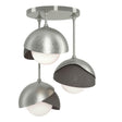 Hubbardton Forge 2022 Sterling Dark Smoke Opal Glass (GG) Brooklyn 3-Light Double Shade Semi-Flush