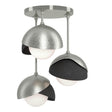 Hubbardton Forge 2022 Sterling Black Opal Glass (GG) Brooklyn 3-Light Double Shade Semi-Flush