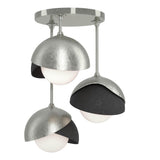 Hubbardton Forge 2022 Sterling Black Opal Glass (GG) Brooklyn 3-Light Double Shade Semi-Flush
