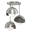 Hubbardton Forge 2022 Sterling Natural Iron Opal Glass (GG) Brooklyn 3-Light Double Shade Semi-Flush