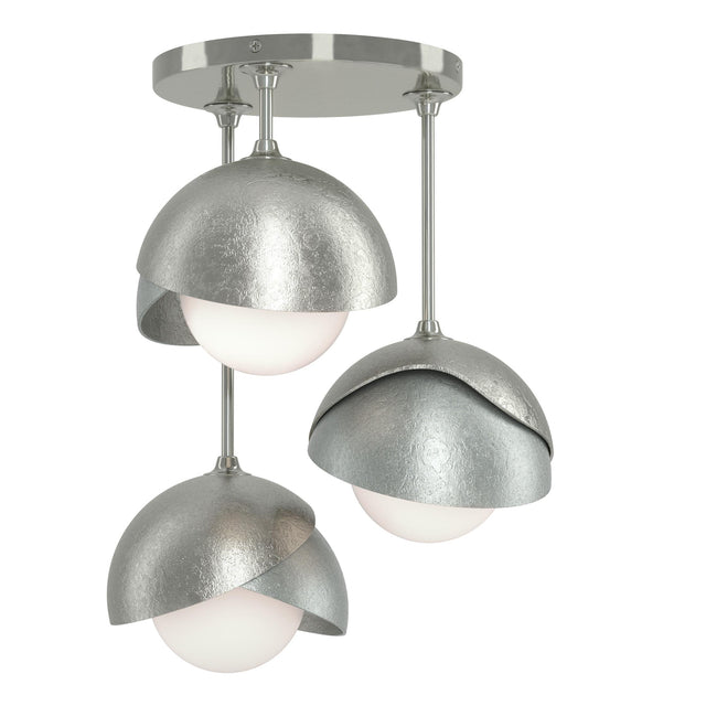 Hubbardton Forge 2022 Sterling Vintage Platinum Opal Glass (GG) Brooklyn 3-Light Double Shade Semi-Flush