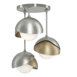 Hubbardton Forge 2022 Sterling Soft Gold Opal Glass (GG) Brooklyn 3-Light Double Shade Semi-Flush