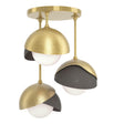 Hubbardton Forge 2022 Modern Brass Dark Smoke Opal Glass (GG) Brooklyn 3-Light Double Shade Semi-Flush