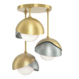Hubbardton Forge 2022 Modern Brass Vintage Platinum Opal Glass (GG) Brooklyn 3-Light Double Shade Semi-Flush