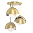 Hubbardton Forge 2022 Modern Brass Modern Brass Opal Glass (GG) Brooklyn 3-Light Double Shade Semi-Flush