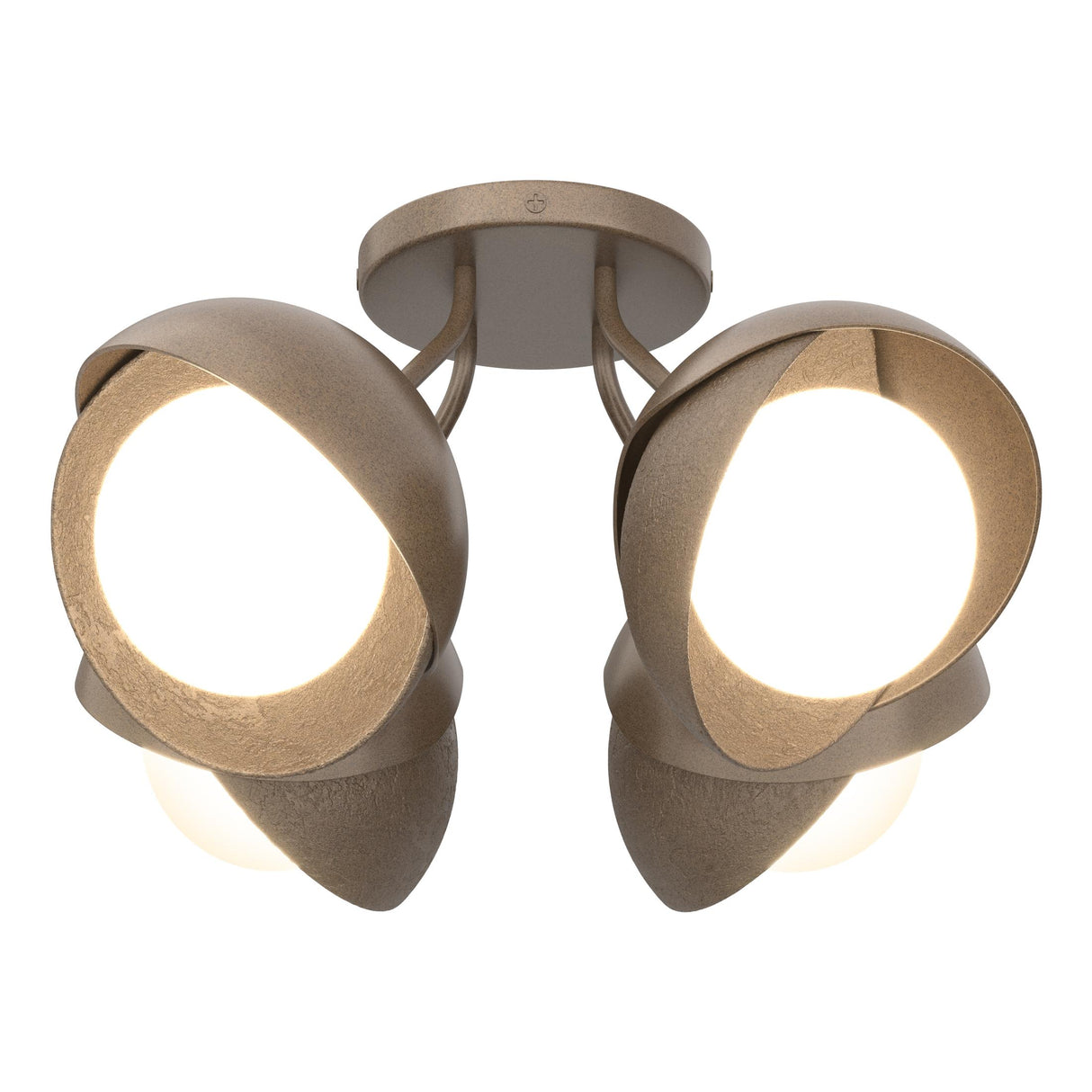 Hubbardton Forge 2022 Bronze Bronze Opal Glass (GG) Brooklyn 4-Light Double Shade Semi-Flush